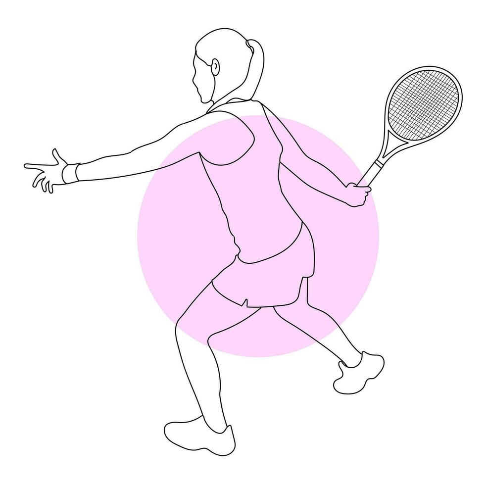 Line art of tennis player vector illustration sketch hand drawn isolated on white background