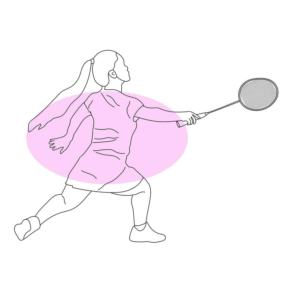 Line art of Badminton player vector illustration sketch hand drawn isolated on white background