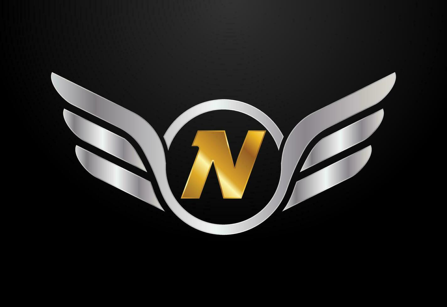 English alphabet N with wings logo design. Car and automotive vector logo concept