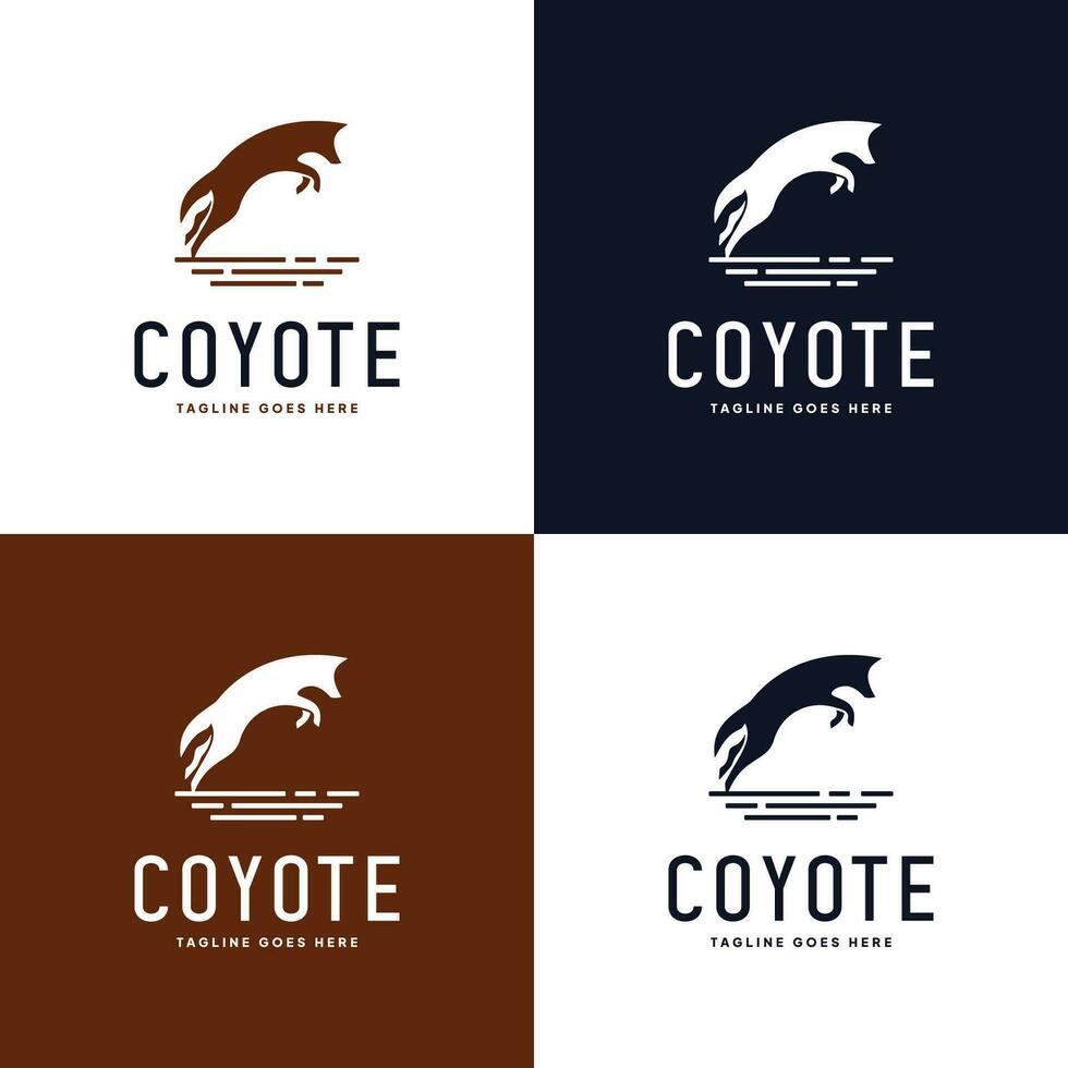 Jumping coyote logo template. vector