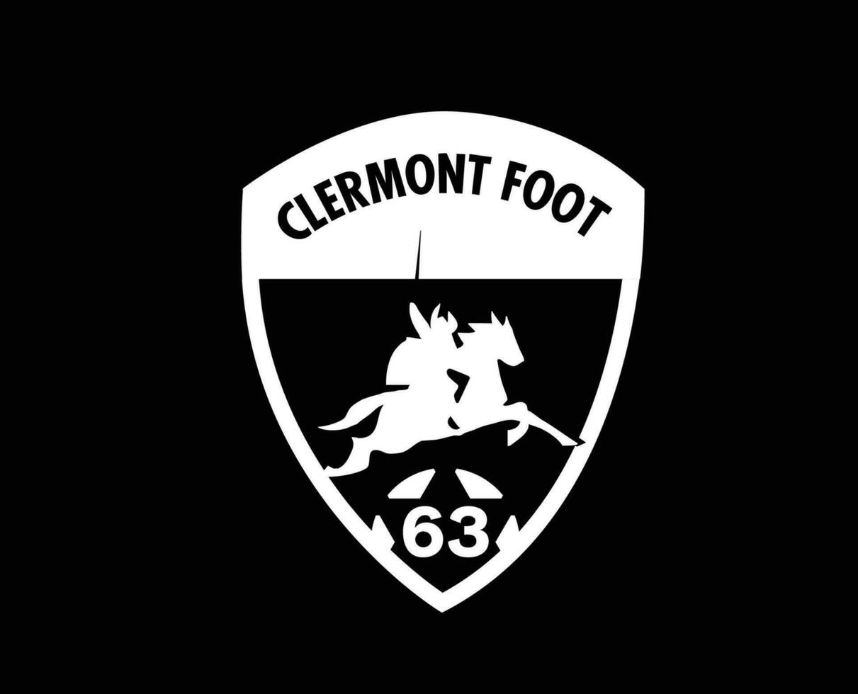 Clermont Foot Club Logo Symbol White Ligue 1 Football French Abstract Design Vector Illustration With Black Background