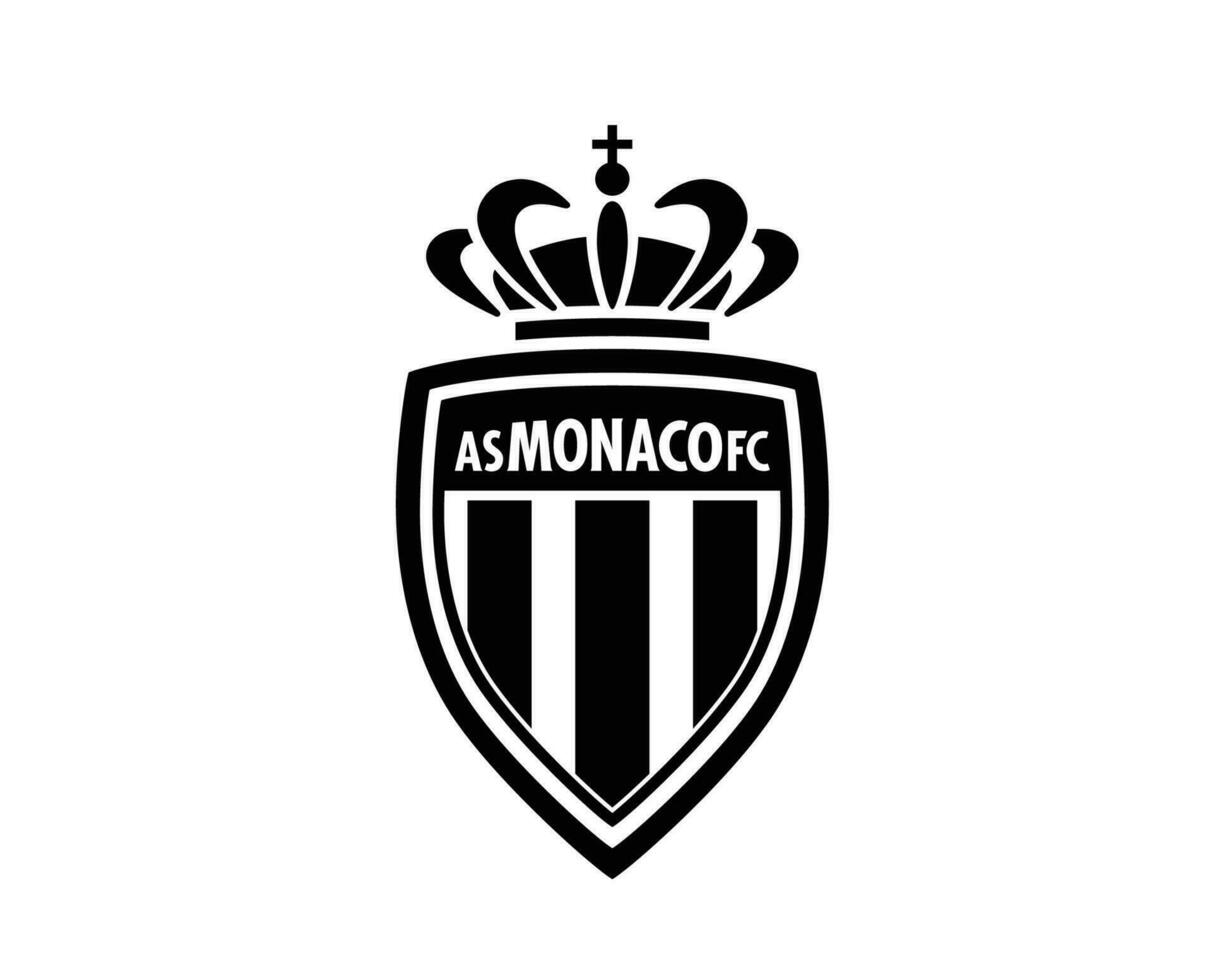 AS Monaco Club Logo Symbol Black Ligue 1 Football French Abstract Design Vector Illustration