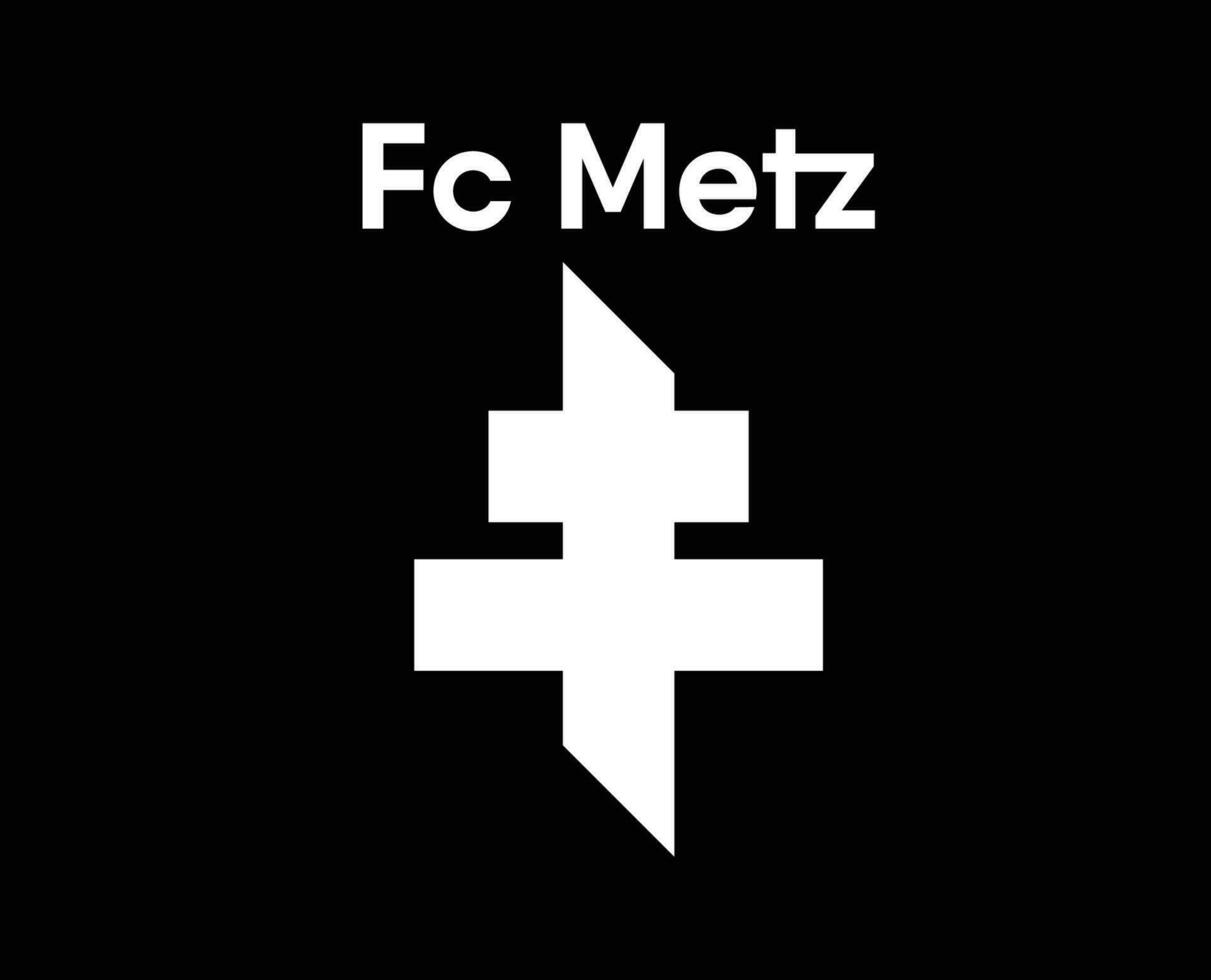 FC Metz Club Symbol Logo White Ligue 1 Football French Abstract Design Vector Illustration With Black Background