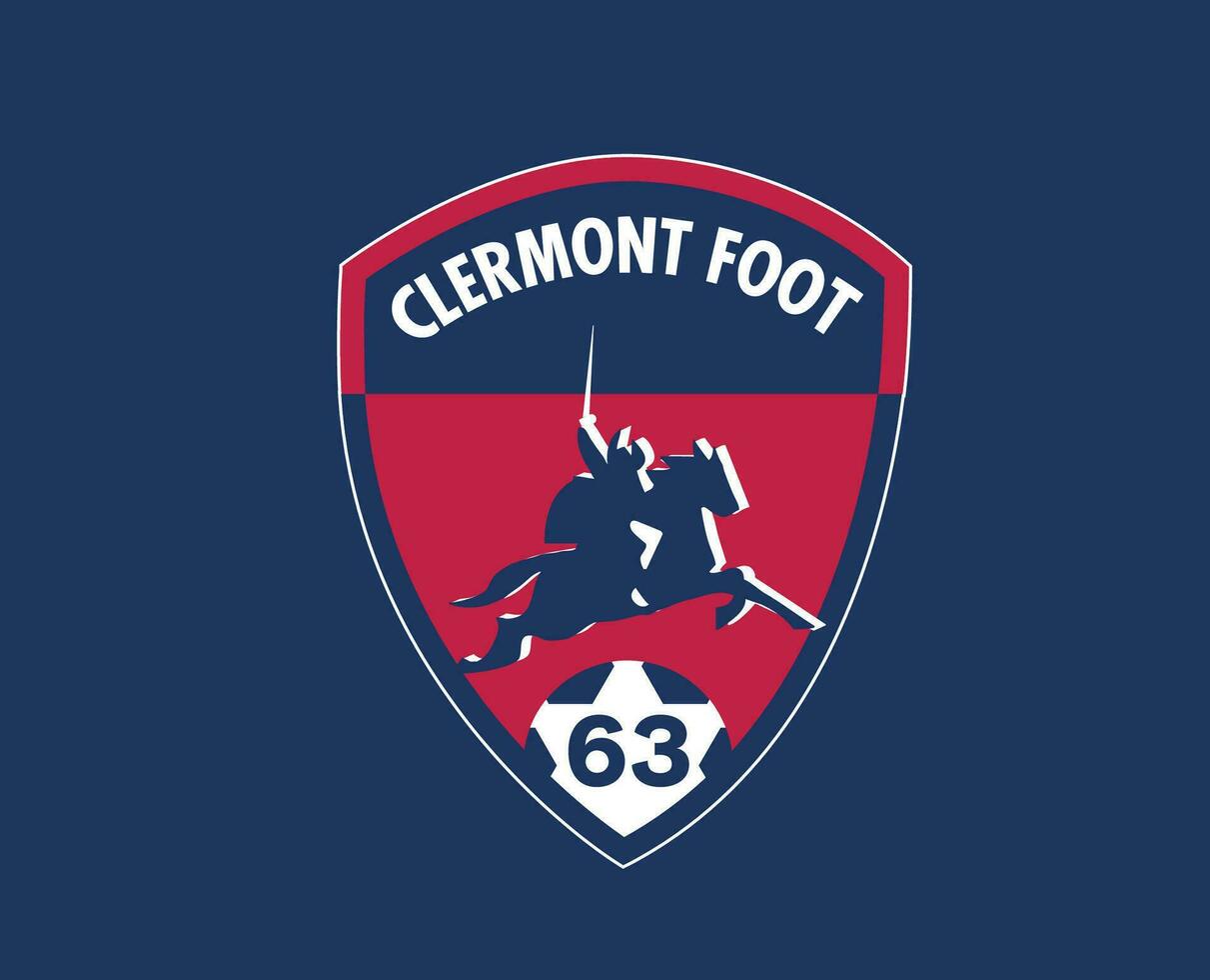 Clermont Foot Club Logo Symbol Ligue 1 Football French Abstract Design Vector Illustration With Blue Background