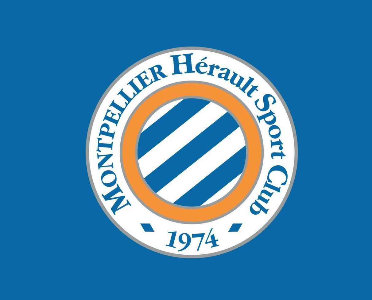 Montpellier club logo símbolo liga 1 fútbol americano francés resumen diseño vector ilustración con azul antecedentes