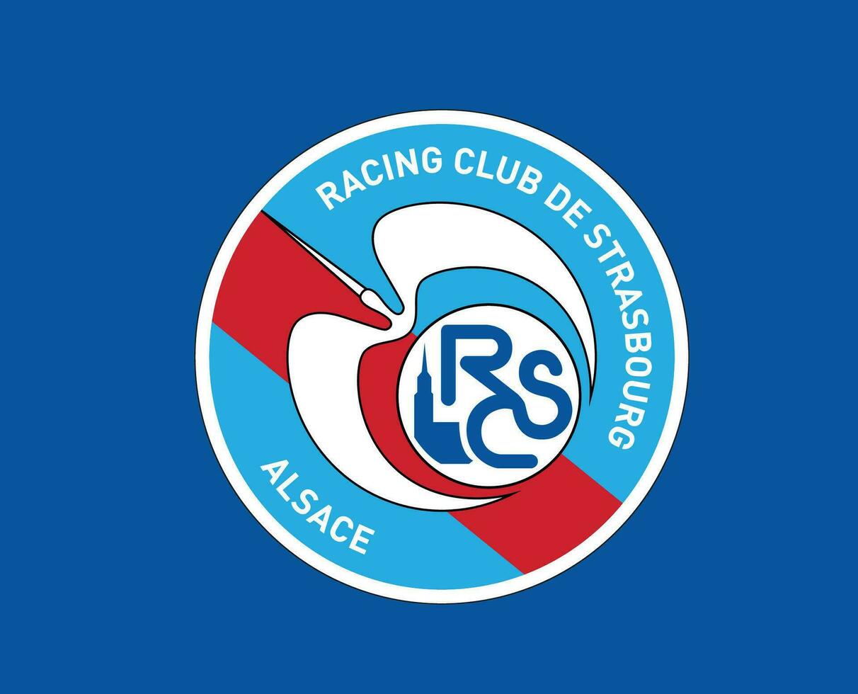 RC Strasbourg Club Logo Symbol Ligue 1 Football French Abstract Design Vector Illustration With Blue Background