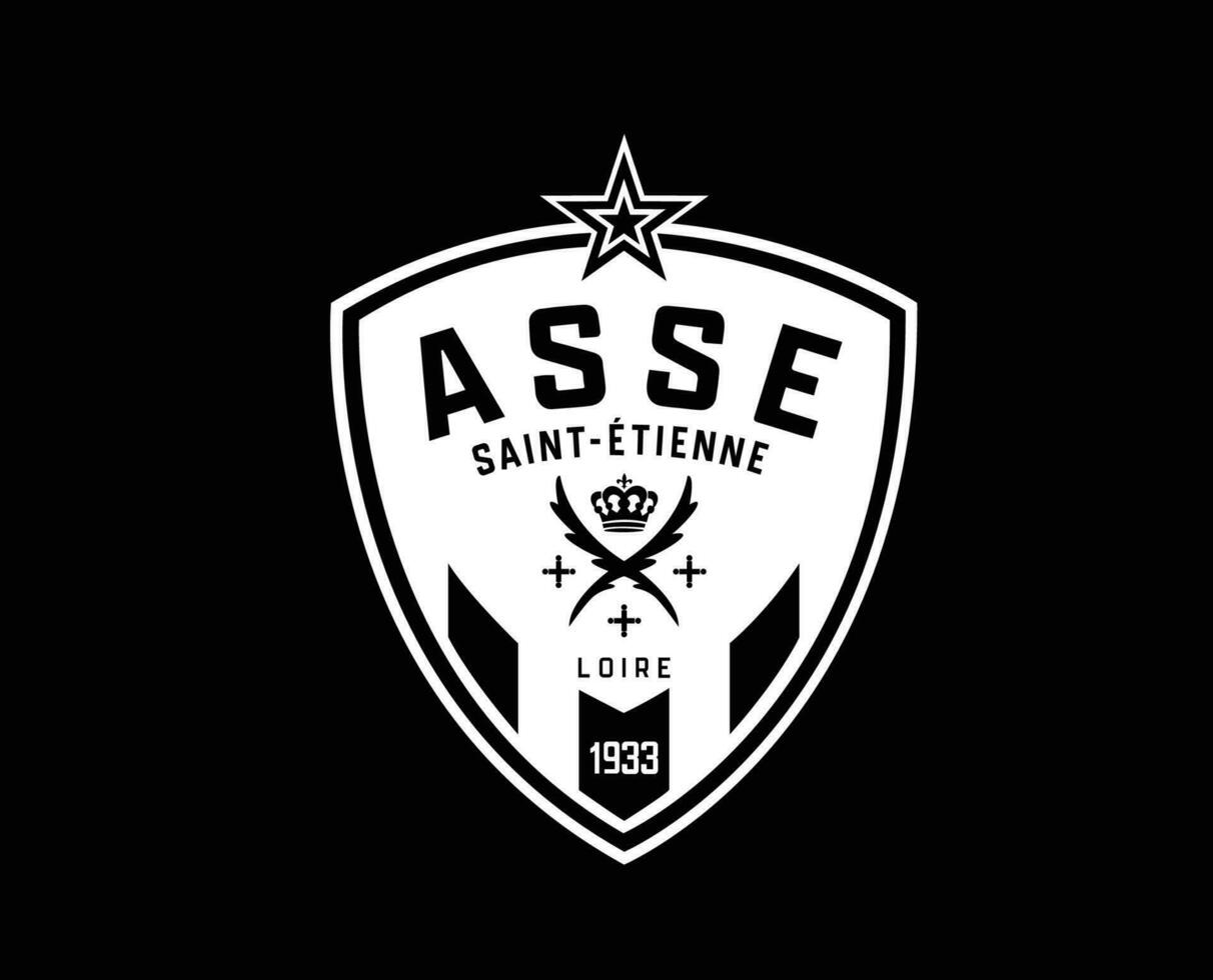 Saint Etienne Club Logo Symbol White Ligue 1 Football French Abstract Design Vector Illustration With Black Background