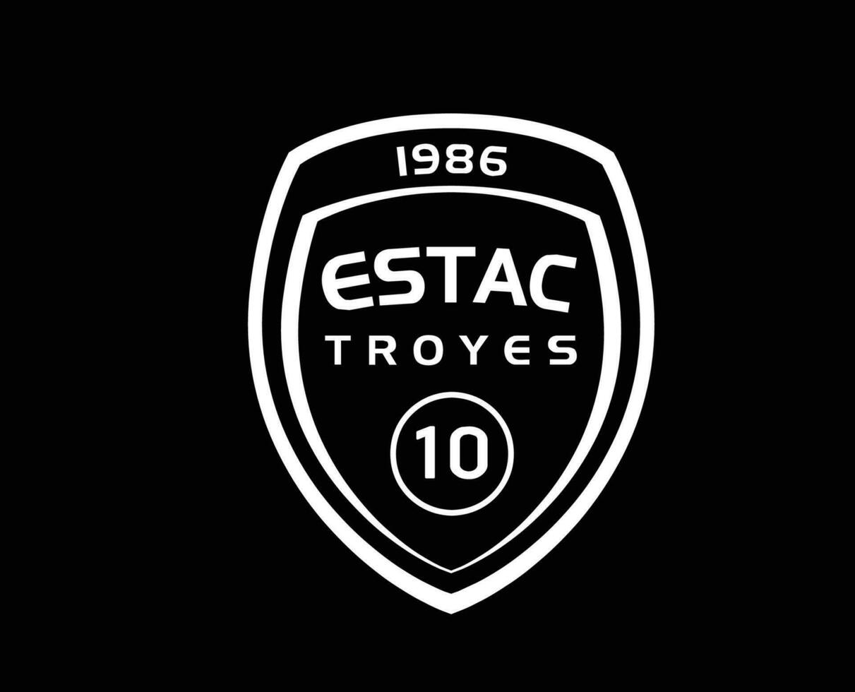 Troyes AC Club Logo Symbol White Ligue 1 Football French Abstract Design Vector Illustration With Black Background