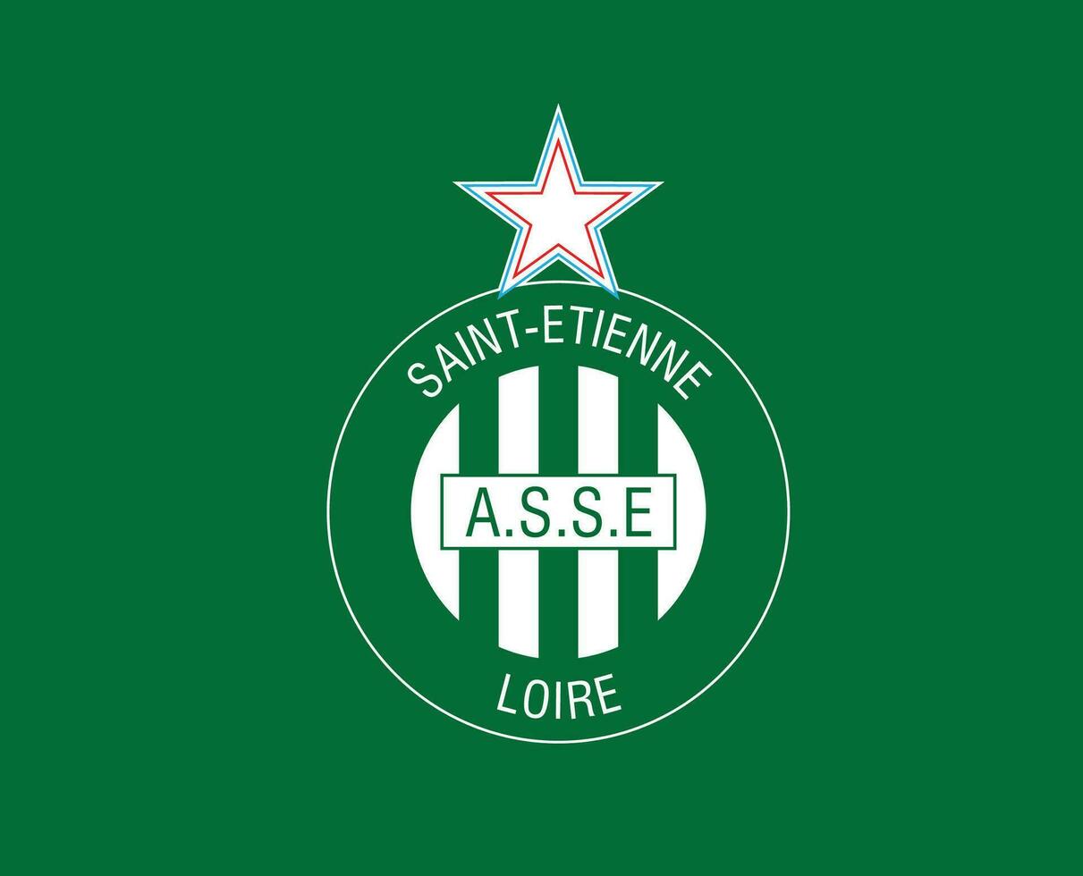 Saint Etienne Club Symbol Logo Ligue 1 Football French Abstract Design Vector Illustration With Green Background