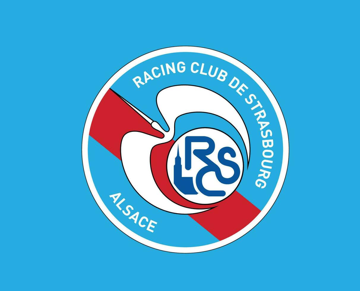 rc Estrasburgo club símbolo logo liga 1 fútbol americano francés resumen diseño vector ilustración con azul antecedentes