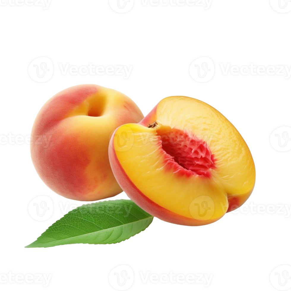 Fresh peach isolated on transparent background, created with generative AI png