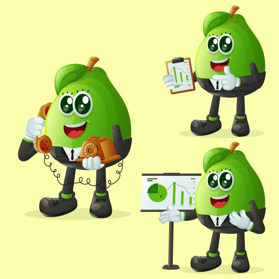 Cute guava character at work vector