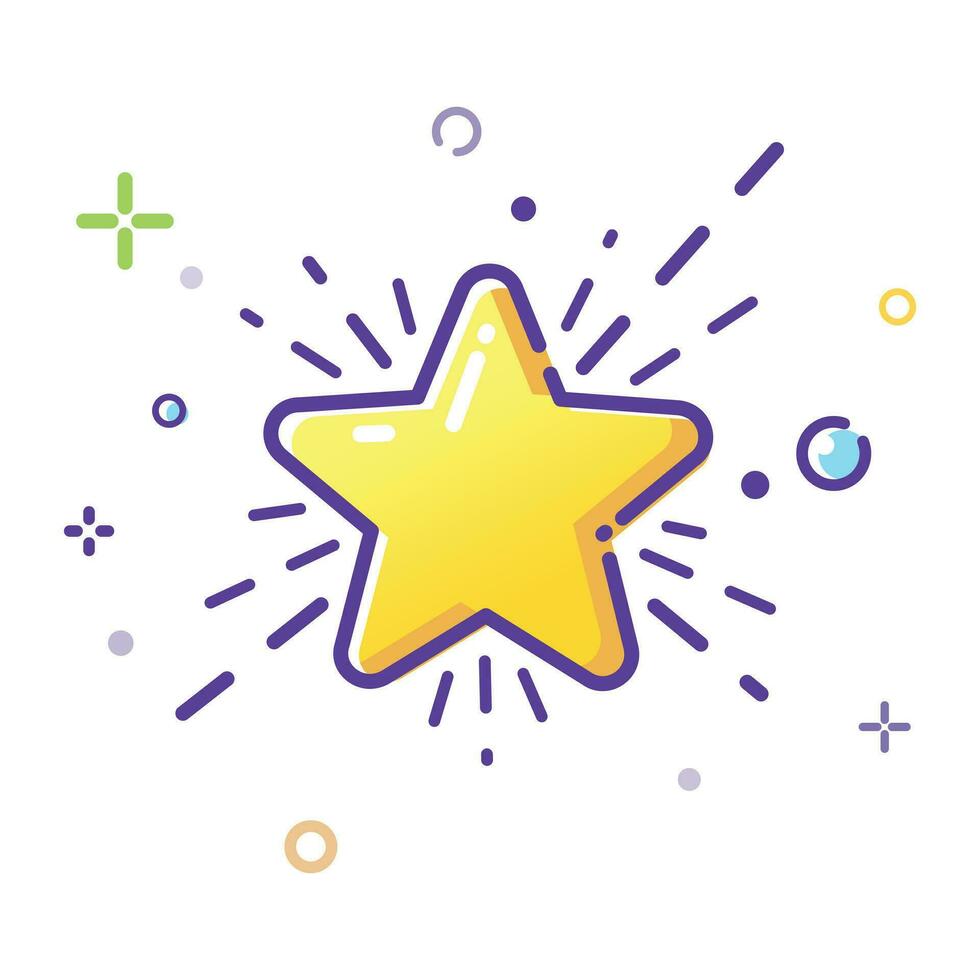 Illustration of a shining star. Outline illustration in MBE style vector