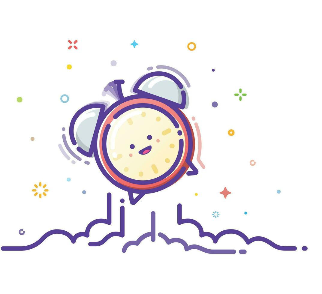 Illustration of a ringing alarm clock. Outline illustration vector
