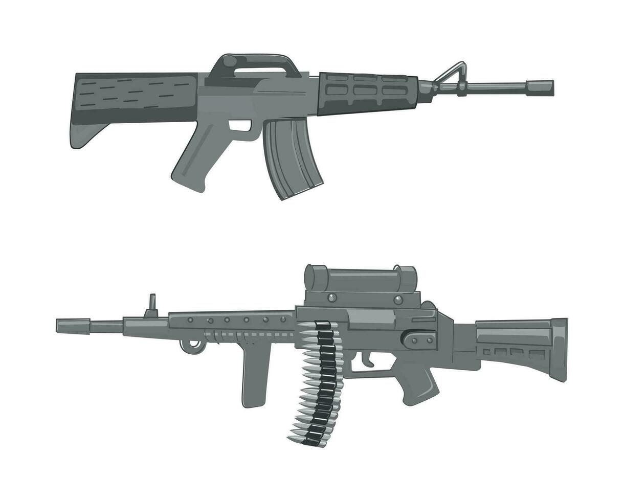 ilustración de un arma y un máquina pistola vector