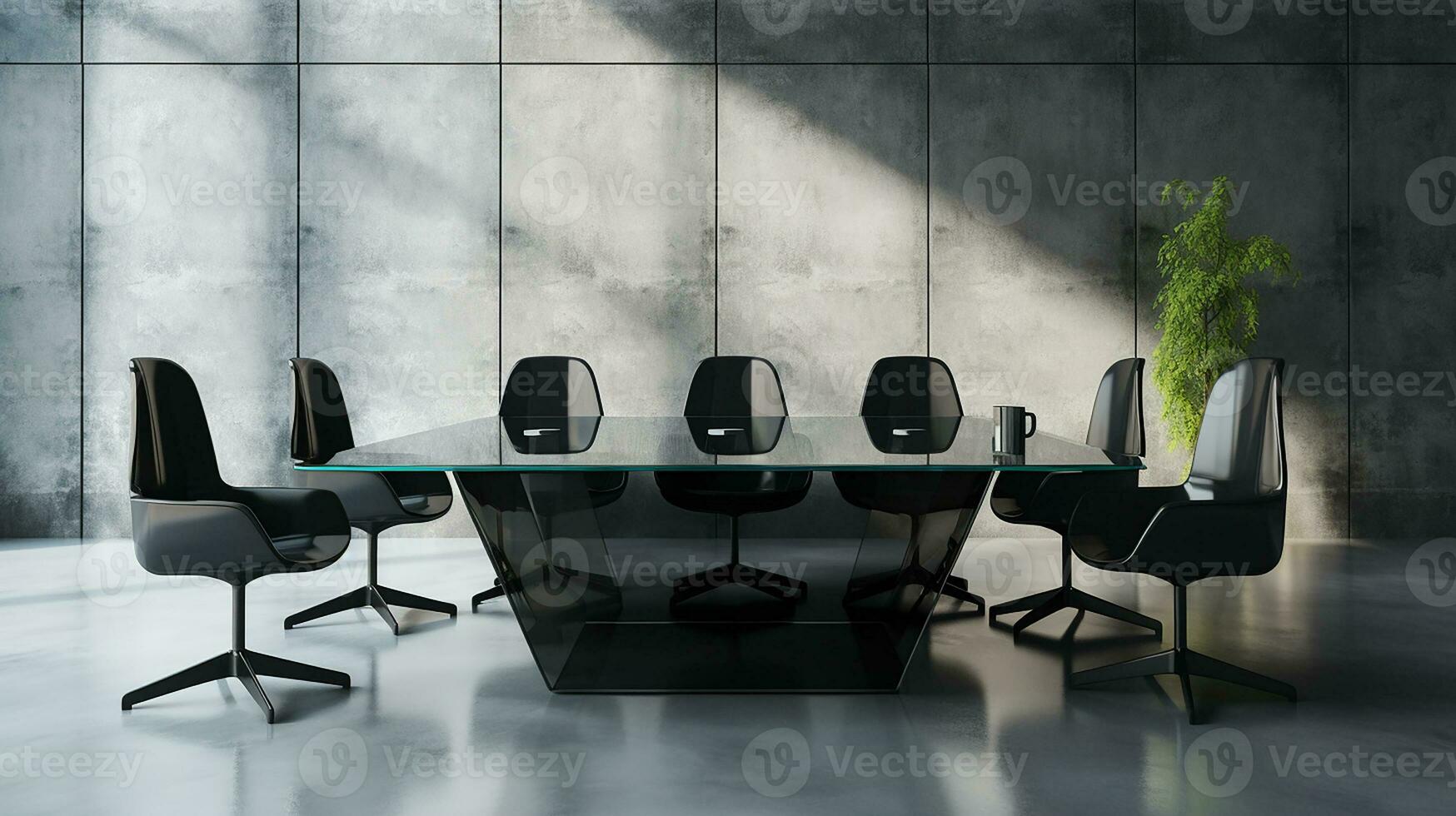 Modern meeting room with empty wall, empty space office background mockup. Generative AI photo