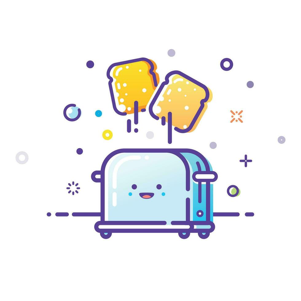 Illustration of a happy toaster. Outline illustration vector