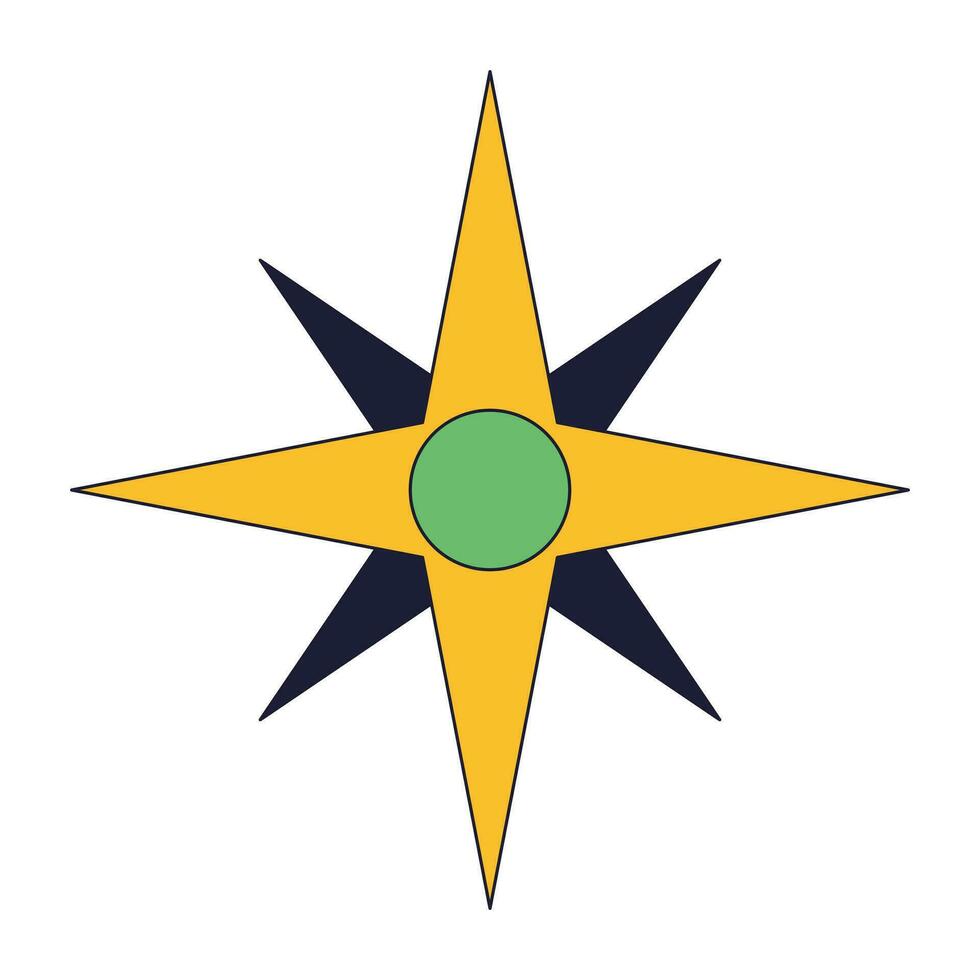Compass rose showing direction flat line color isolated vector object. World sides. Orienteering. Editable clip art image on white background. Simple outline cartoon spot illustration for web design