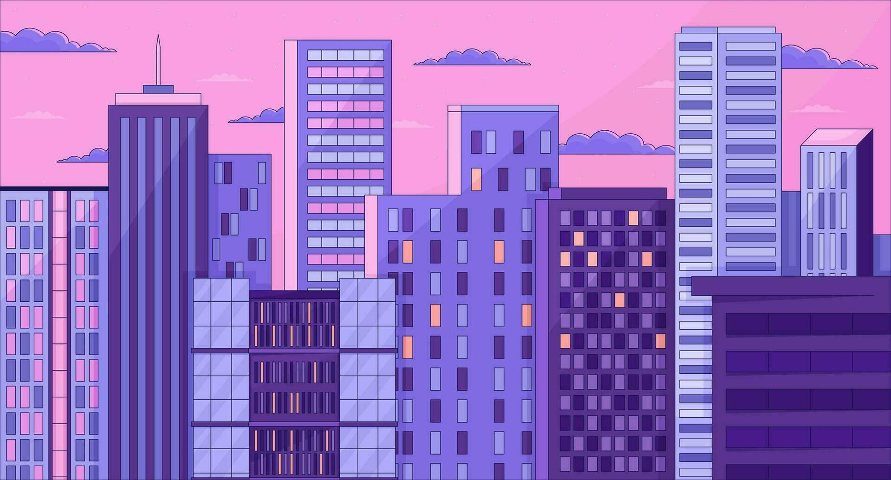 Twilight skyscrapers chill lo fi background vector