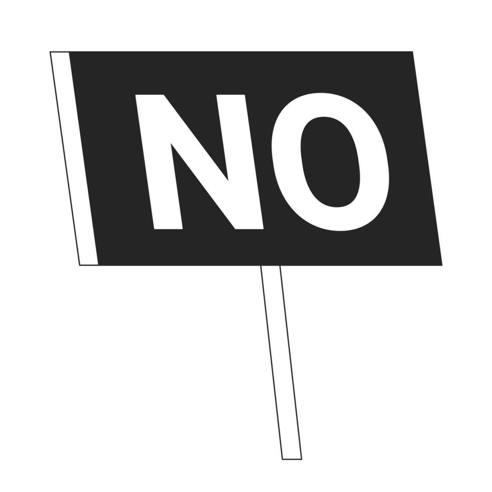 Hand holding slogan placard on stick flat monochrome isolated vector object. Editable black and white line art drawing. Simple outline spot illustration for web graphic design