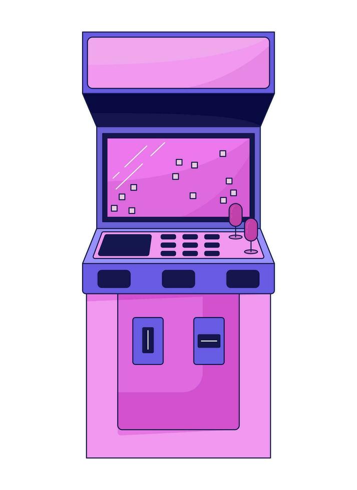 Arcade video game machine flat line color isolated vector object. Old school. Editable clip art image on white background. Simple outline cartoon spot illustration for web design