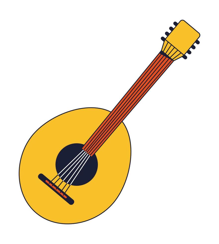 Domra musical instrument flat line color isolated vector object. String instrument. Creative hobby. Editable clip art image on white background. Simple outline cartoon spot illustration for web design