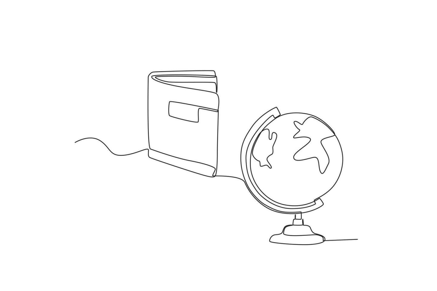 A textbook and a globe vector