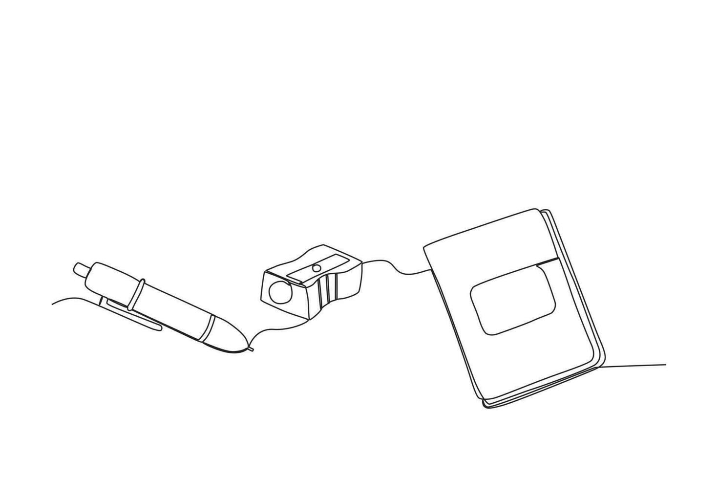 A pen, sharpener, and textbook vector