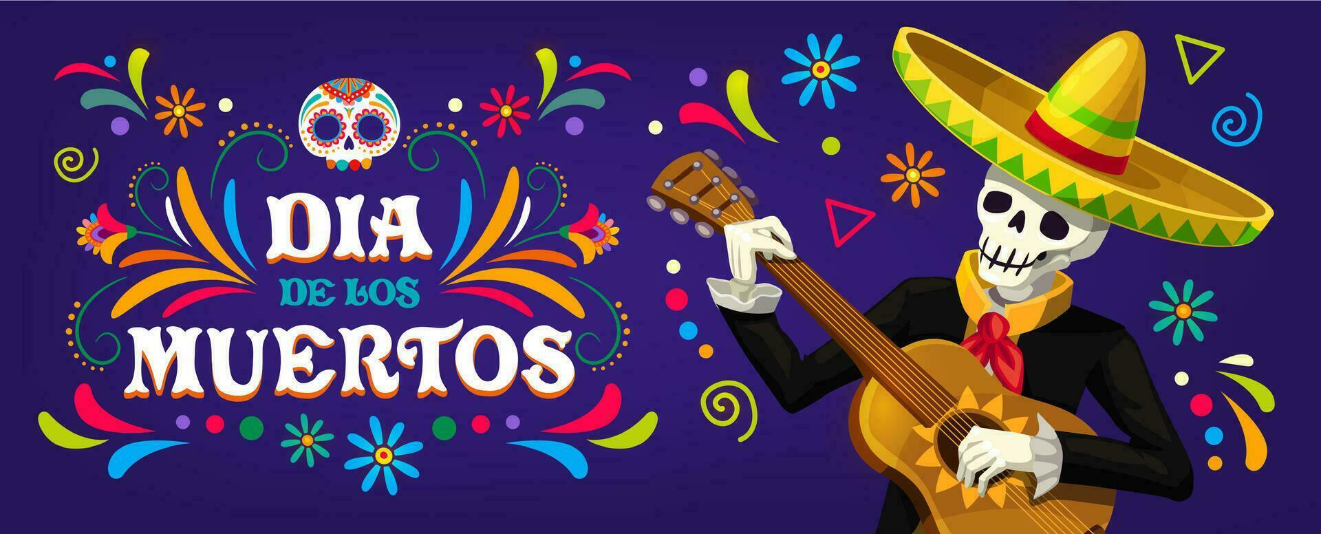 mexicano dia Delaware los muertos fiesta Mariachi cráneo vector