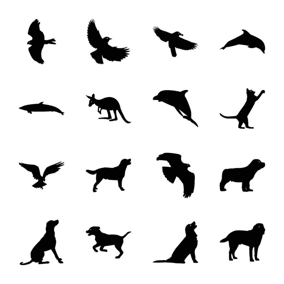 paquete de animal Reino sólido icono vectores