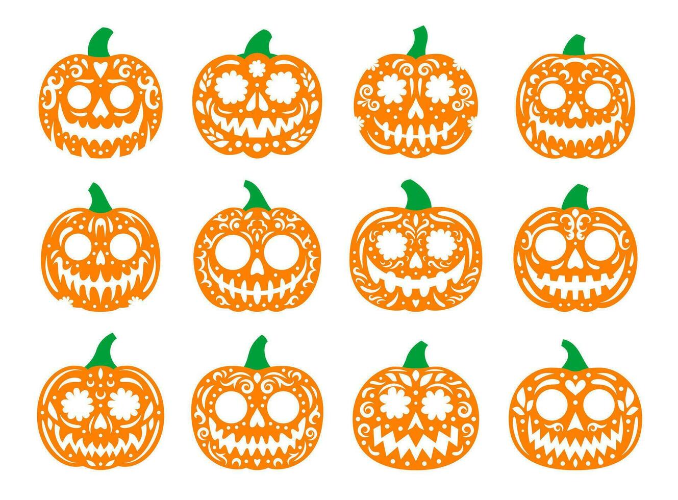 Halloween party mexican pumpkins, los muertos vector