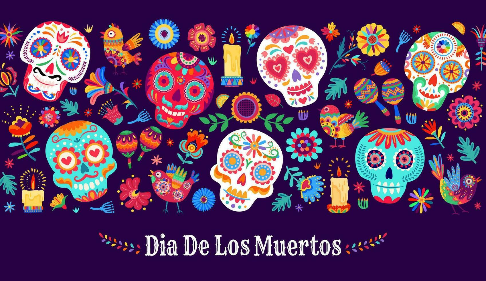 dia Delaware los muertos mexicano fiesta azúcar calaveras vector