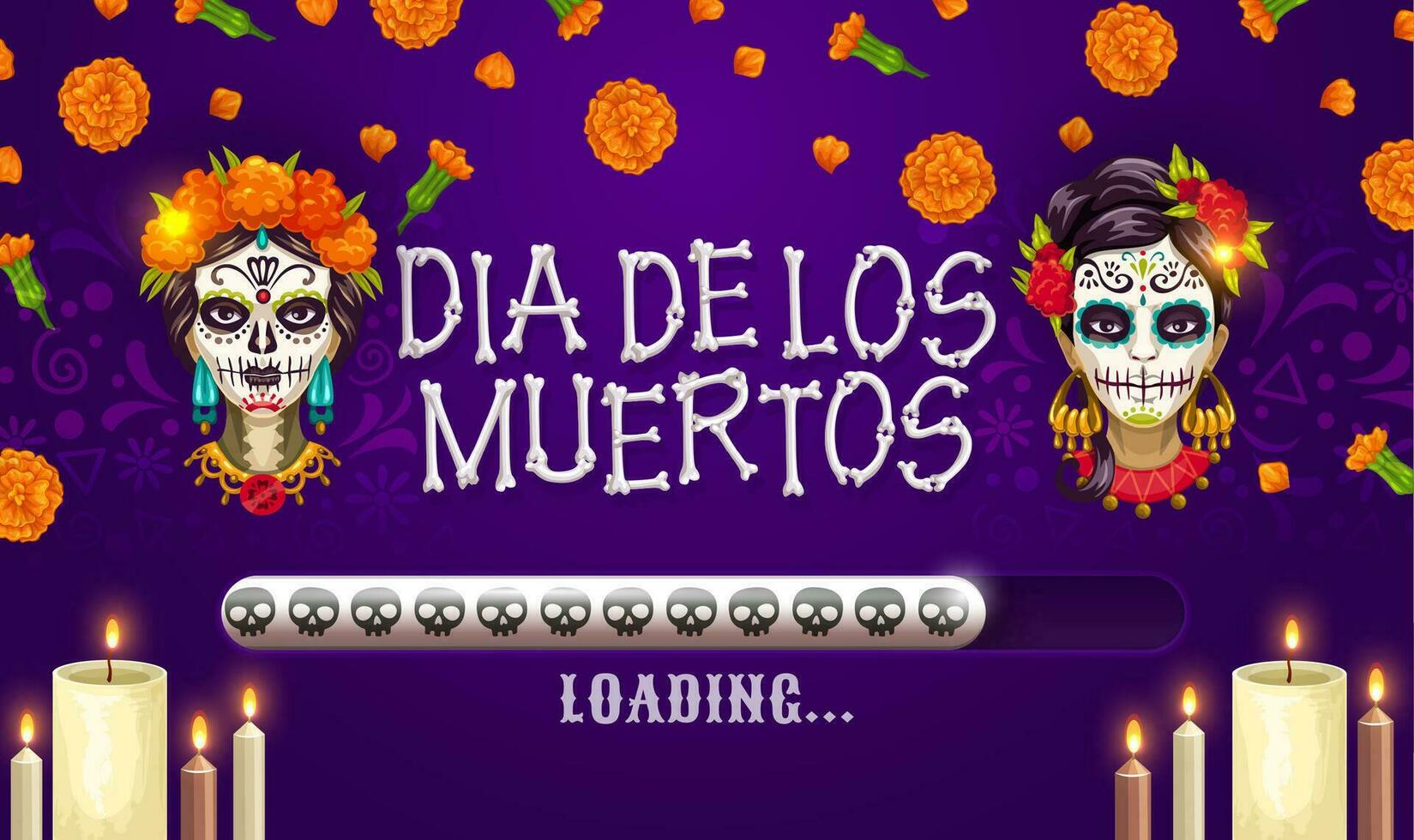 Dia De Los Muertos mexican holiday loading bar vector