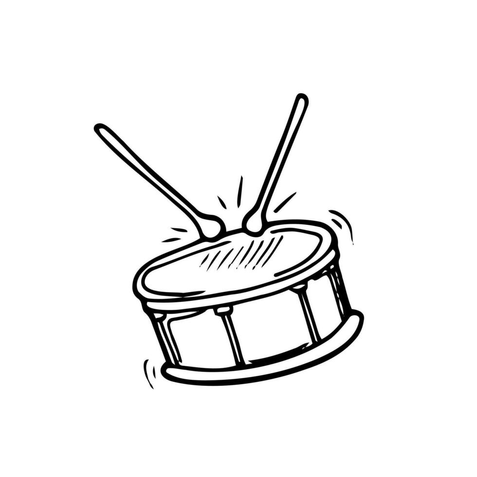 Doodle style drum sketch in vector. vector