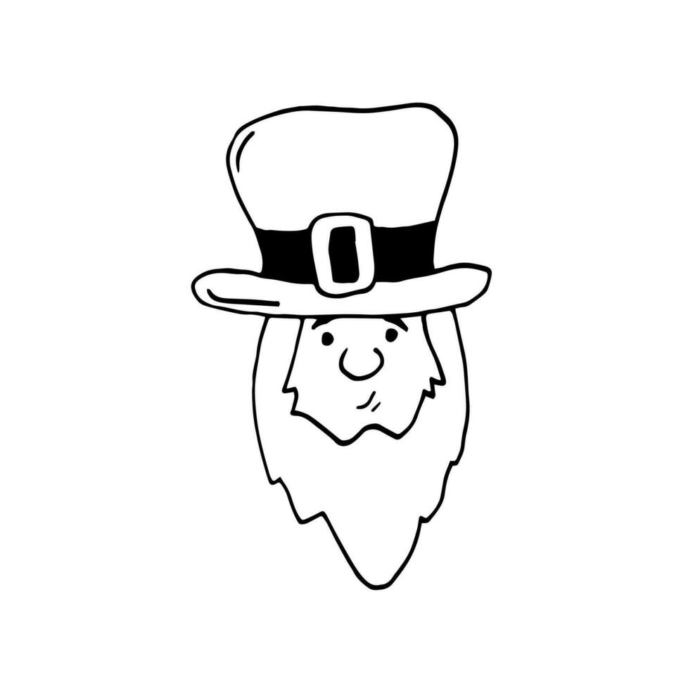 Head of a smiling leprechaun, the symbol of St. Patrick's day isolated on white background vector