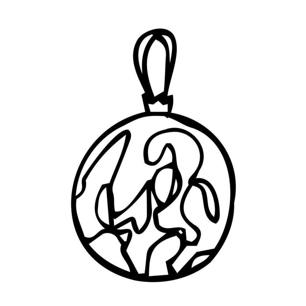 mano dibujado Navidad chuchería. árbol juguete, pelota. nuevo año o Navidad diseño elemento. garabatear estilo. negro y blanco vector ilustración.