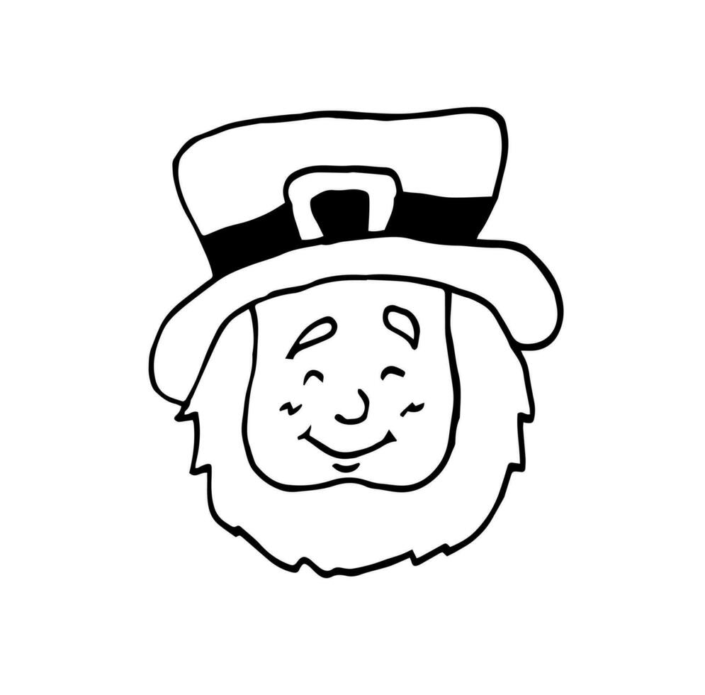 Head of a smiling leprechaun, the symbol of St. Patrick's day isolated on white background vector