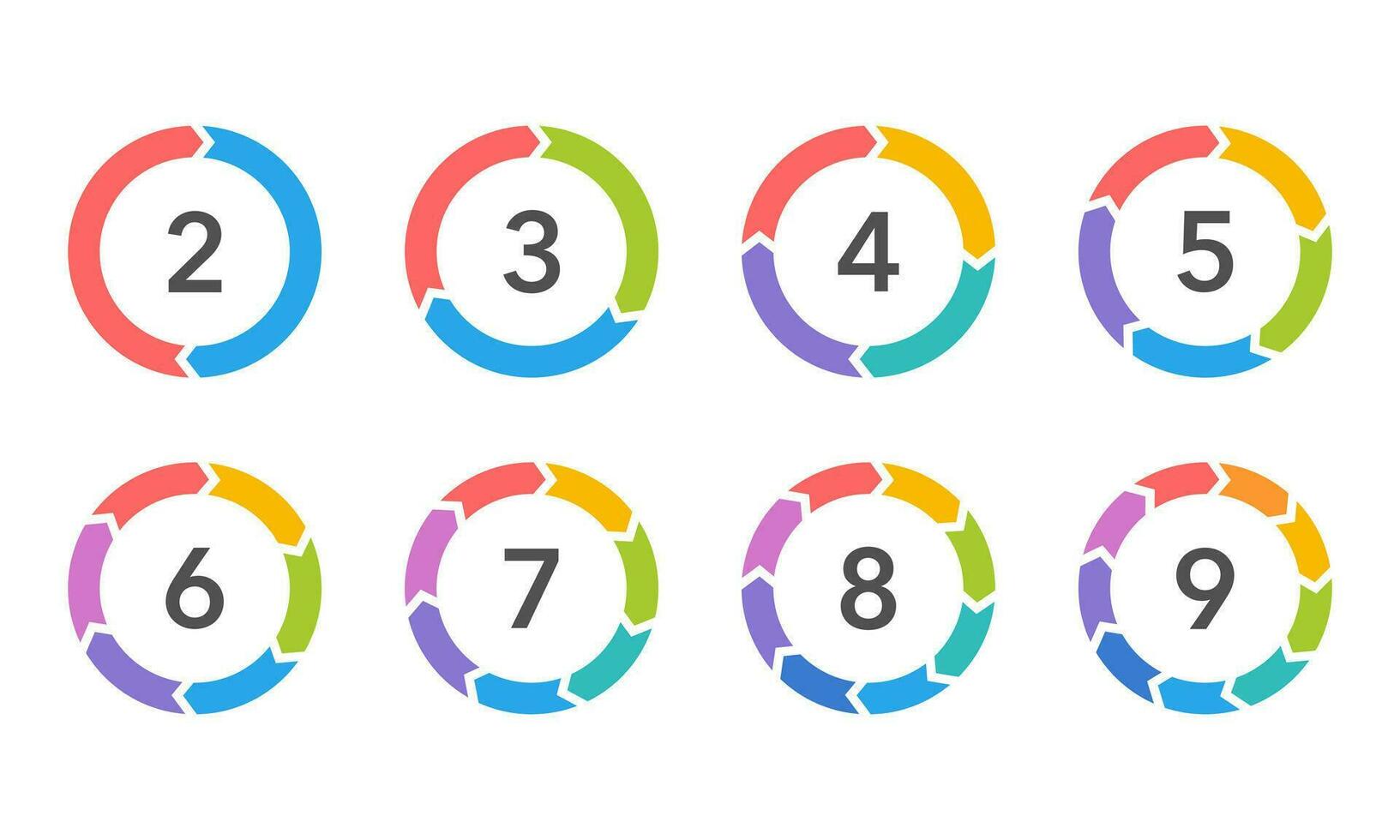 Collection of cycle arrows. Vector illustration.