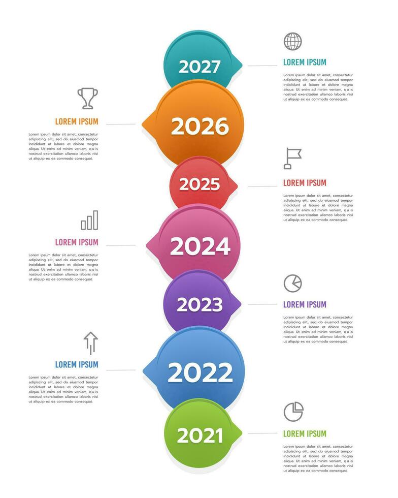 Vertical timeline speech bubble. Presentation business growth. Vector illustration.