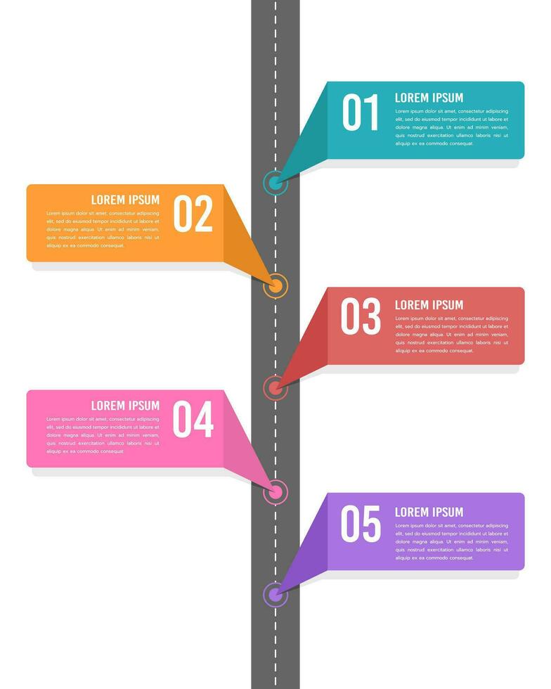 Infographic Road Map 5 Steps to Success. Vector illustration.