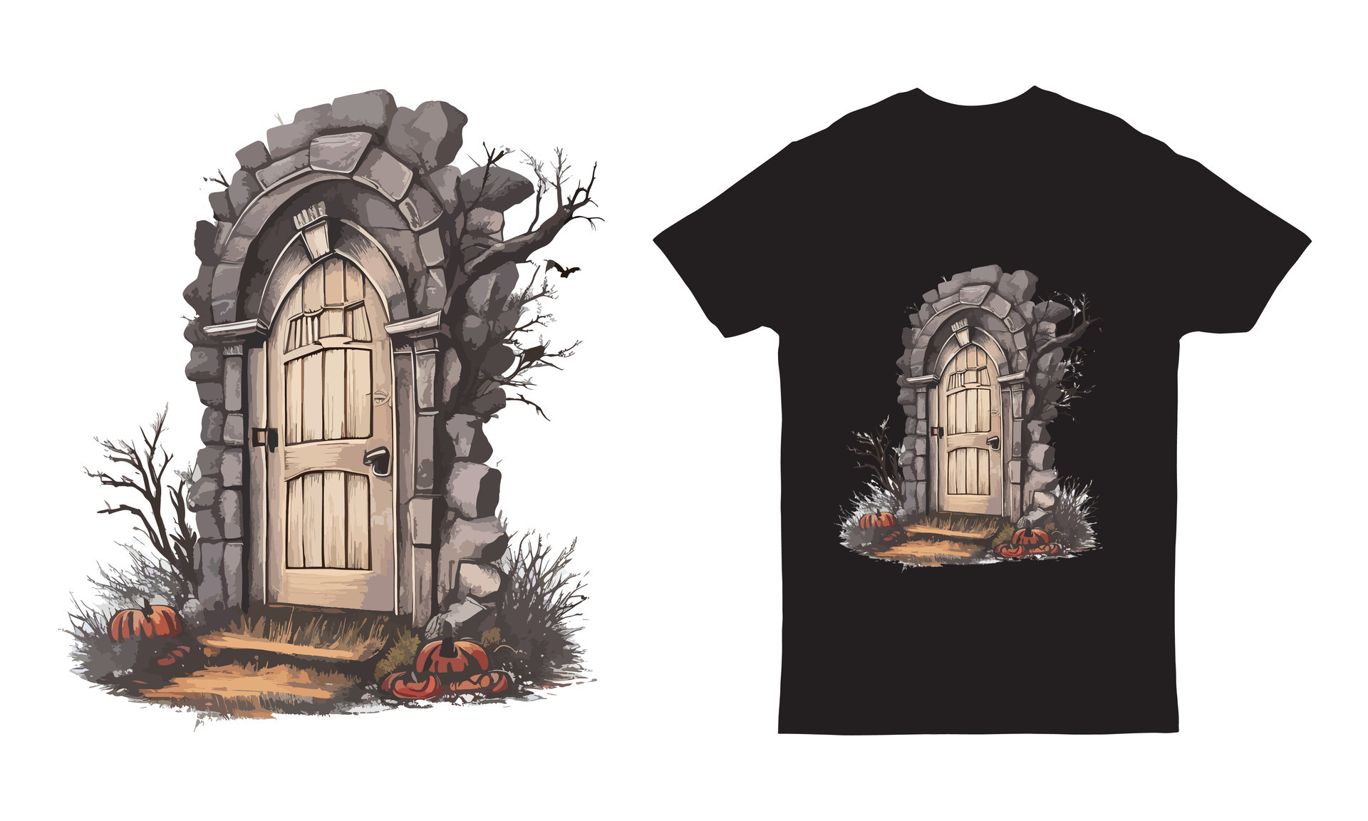 Illustration Of A Creaky Old Door Pasteloween Halloween themed T illustration-of-a-creaky-old-door-pasteloween-halloween-themed-t