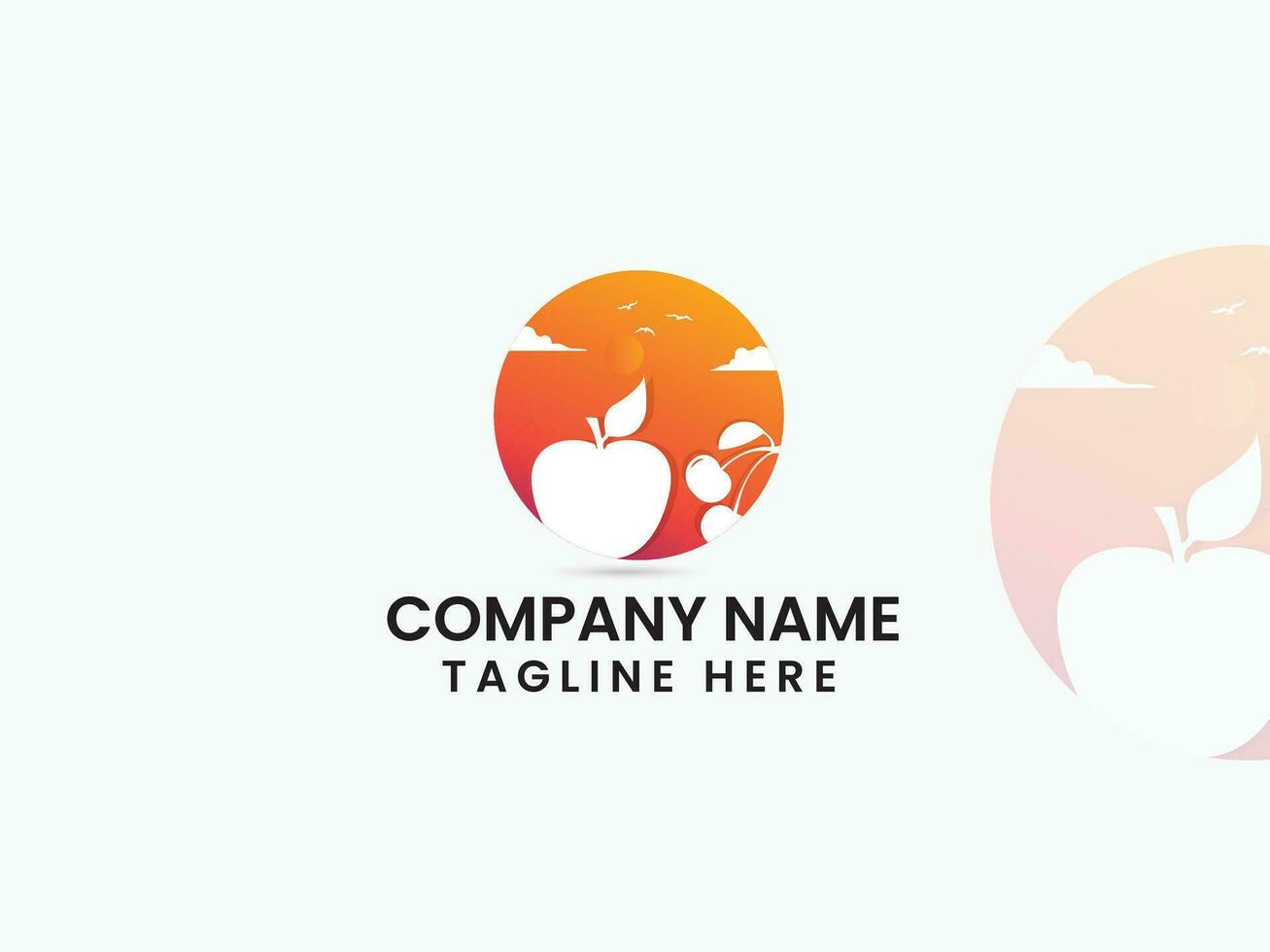 Sea fruits logo design. Beach fruits. Food. Ocean fruits. Healthy. Water. Beach logo. Colorful. Business. Sunset. Company vector