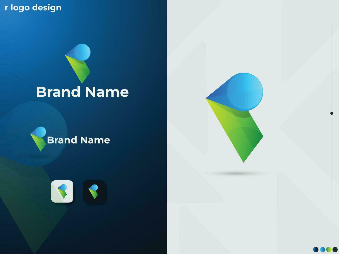 r letter logo design. Abstract R logo. Business. Colorful R logo. Green. Creative design. Company. Premium template. Lettering vector