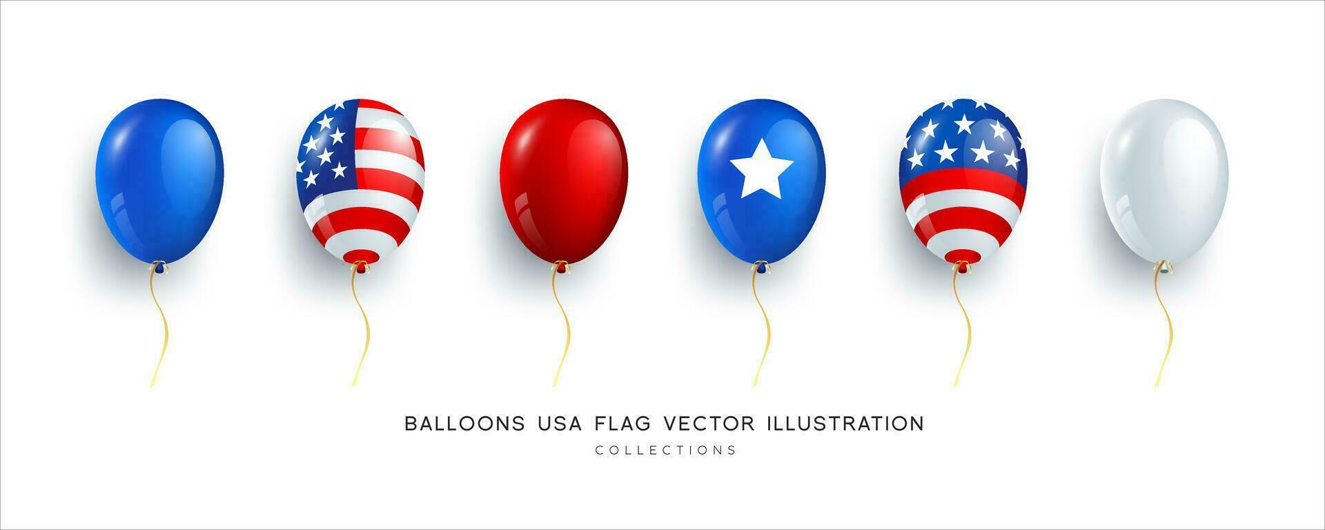 Balloons american flag collections design isolated on white  background, eps10 vector illustration