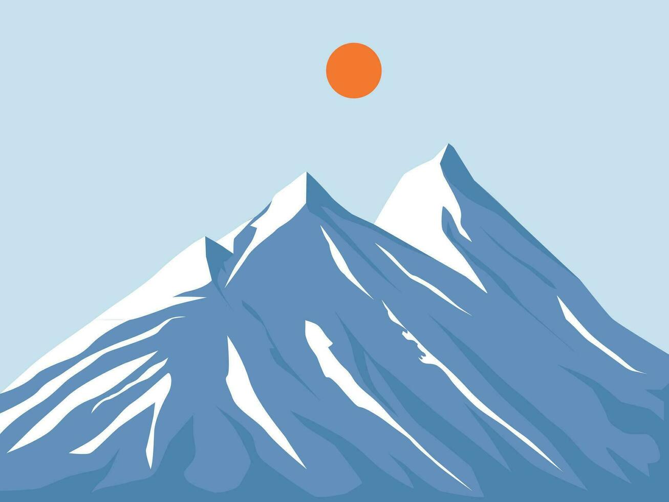 Winter mountain with sun vector illustration