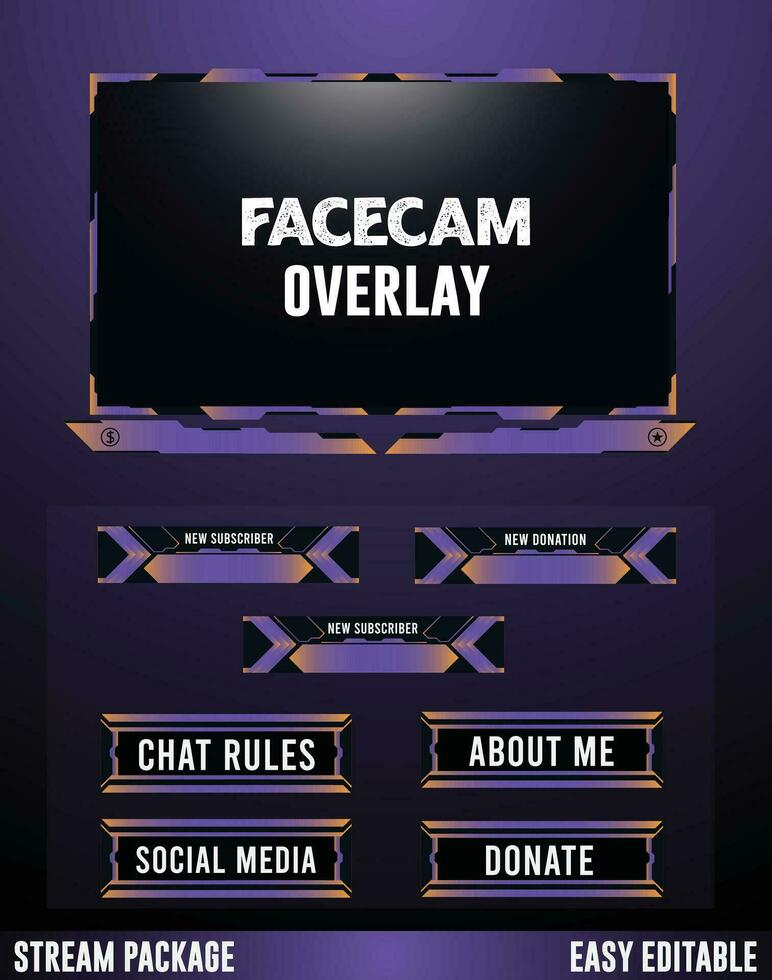 Live stream frame, alert, panel element design vector