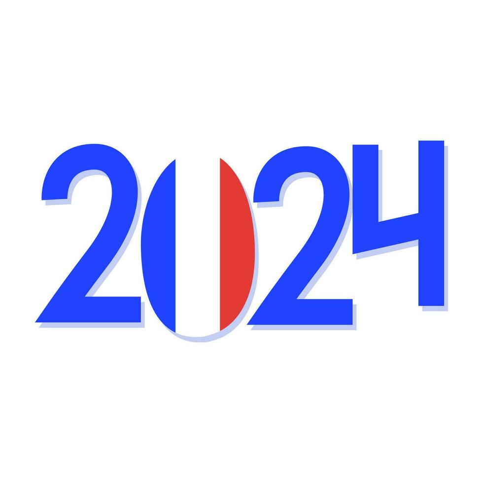 Stylized numbers of the year 2024 under the flag of France vector