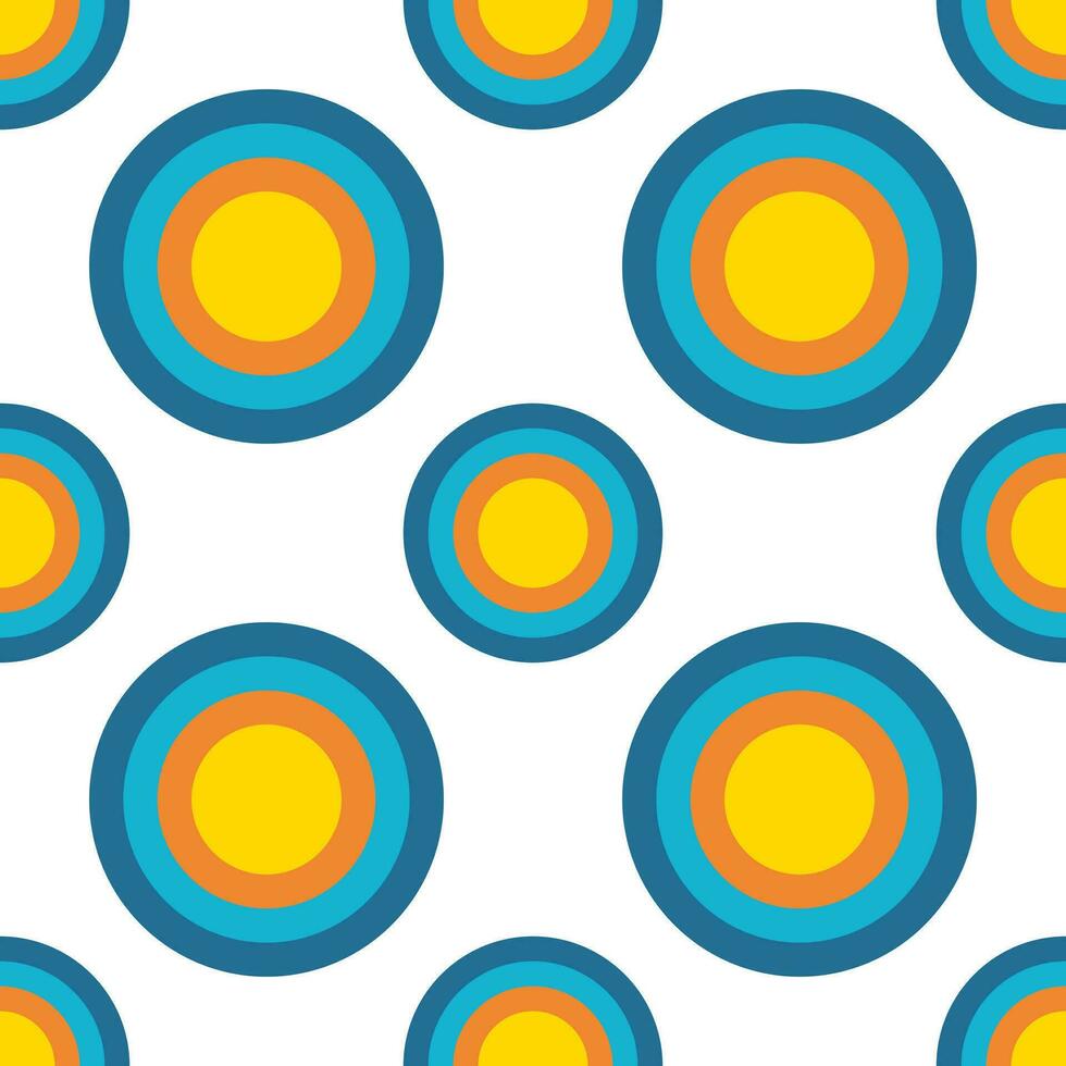 Retro circle abstract background seamless pattern. circle multicolor 1970s. Circle donut shape on white background, geometric cute vector