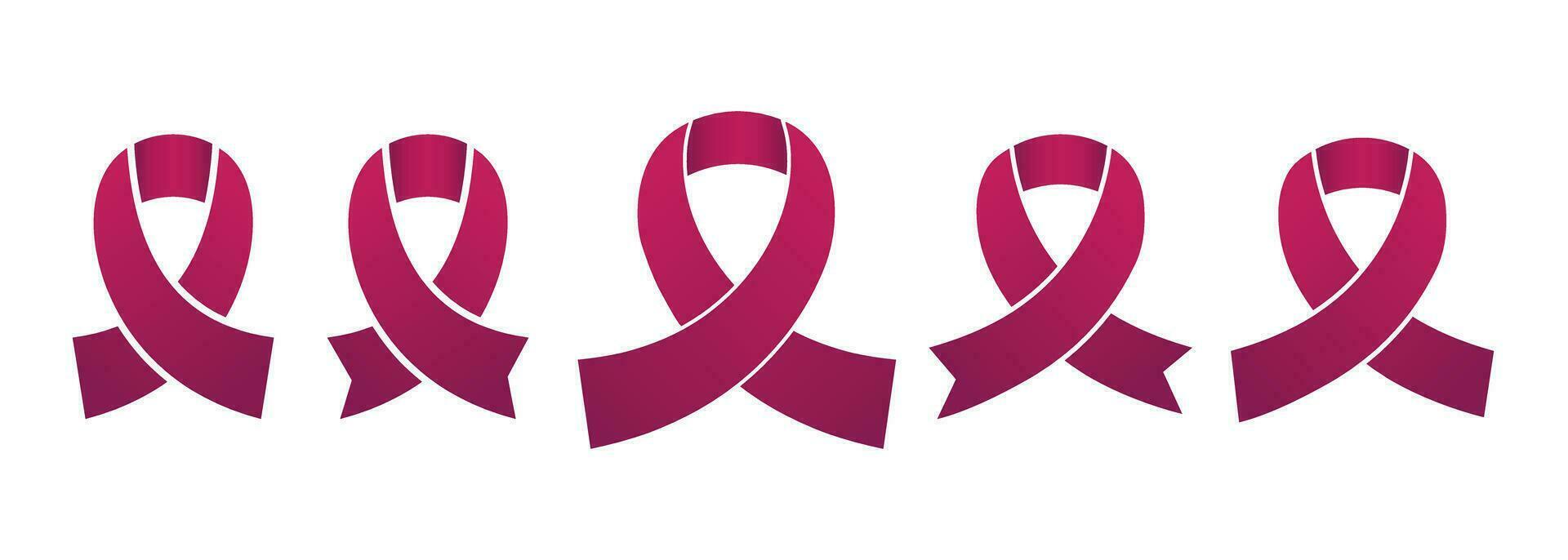 Pink ribbon elements symbol set. Breast cancer awareness ribbon vector. vector