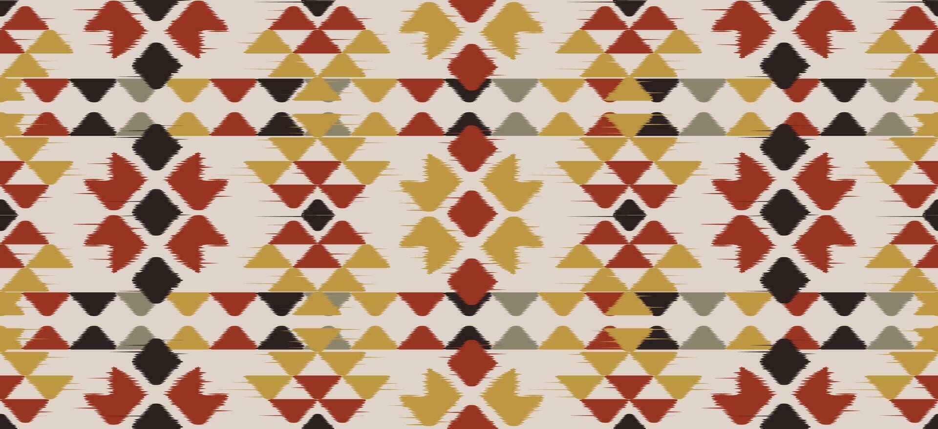 arte abstracto étnico ikat. patrón impecable en estilo tribal, bordado folclórico y mexicano. estampado de adornos de arte geométrico azteca.diseño para alfombras, papel pintado, ropa, envoltura, tela, cubierta, textil vector